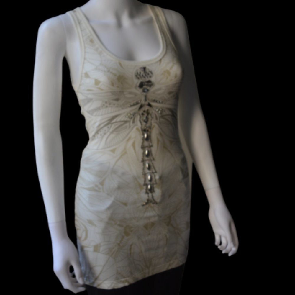 Faith Connexion Dragonfly Beaded Tank Top / Tunic Dress